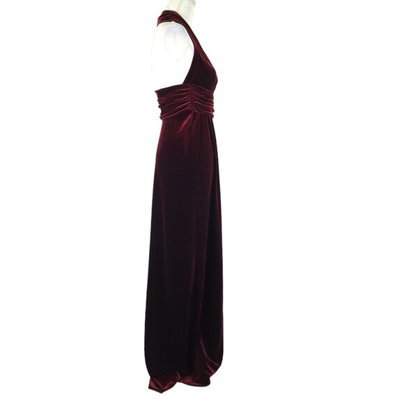 Laundry By Shelli Segal Velvet Maxi Dress Womens Size 4 Burgundy Halter Formal - Picture 13 of 14